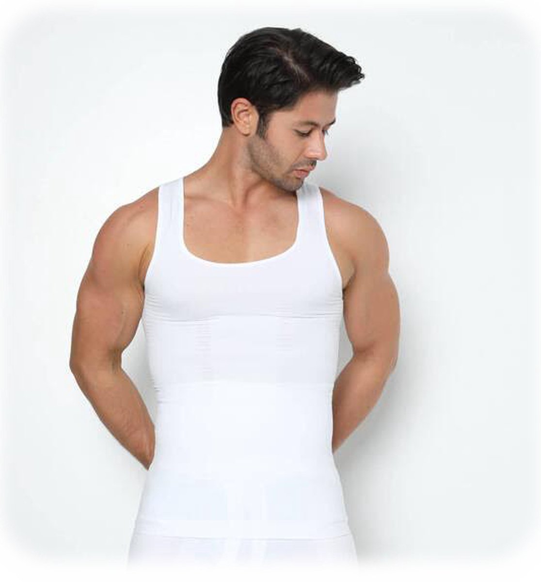 TAFUER - Corrigerend Hemd Mannen - Body Buik Shapewear Shirt - Slim Waist Shaper - Mouwloos - Wit - XXXL - 3XL
