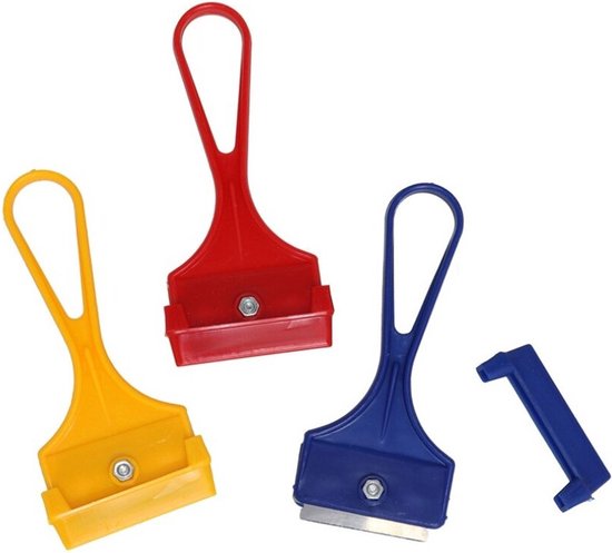 Gerimport Glasschrapers/verfschrapers - 3x stuks - 11 cm - kunststof - Verfkrabbers - Glaskrabbers
