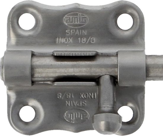AMIG schuifslot/plaatgrendel - 5 x 4.8 cm - mat roestvrij staal - deur - poort
