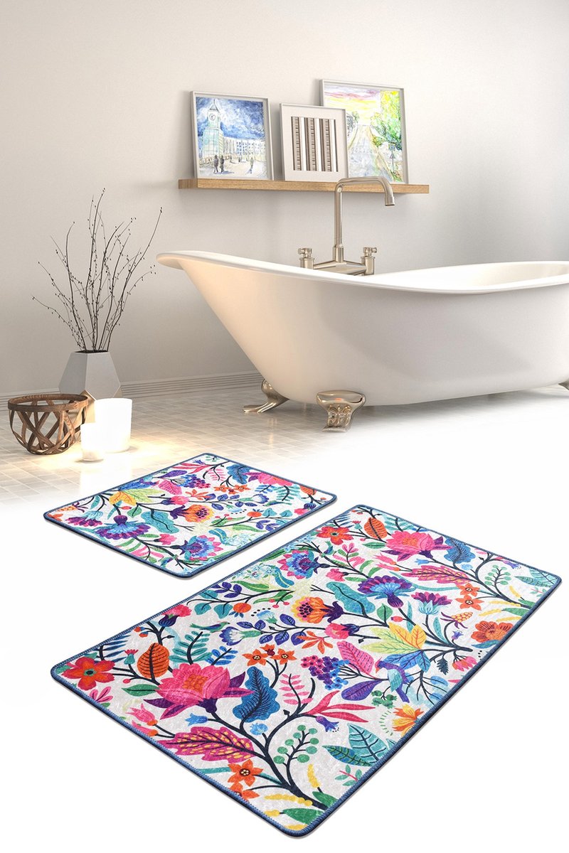 Asir - badmatset (2 stuks) - wit multicolor