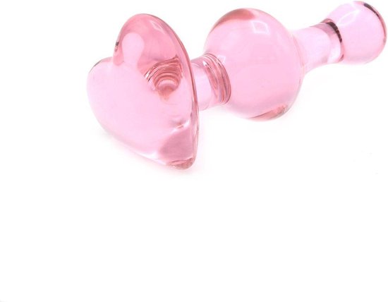 Roze hartjes vorm glazen buttplug