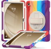 Case2Go- Tablet Hoes geschikt voor Samsung Galaxy Tab A9 Plus (2023) - Hand Strap Heavy Armor Case - Rainbow