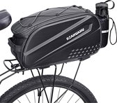 Sac de vélo, sac de transport de bagages, 10 litres, sac de vélo multifonctionnel, siège arrière, sac de coffre, étanche, sac de vélo pour siège de vélo, panier, sac à main à bandoulière (noir)