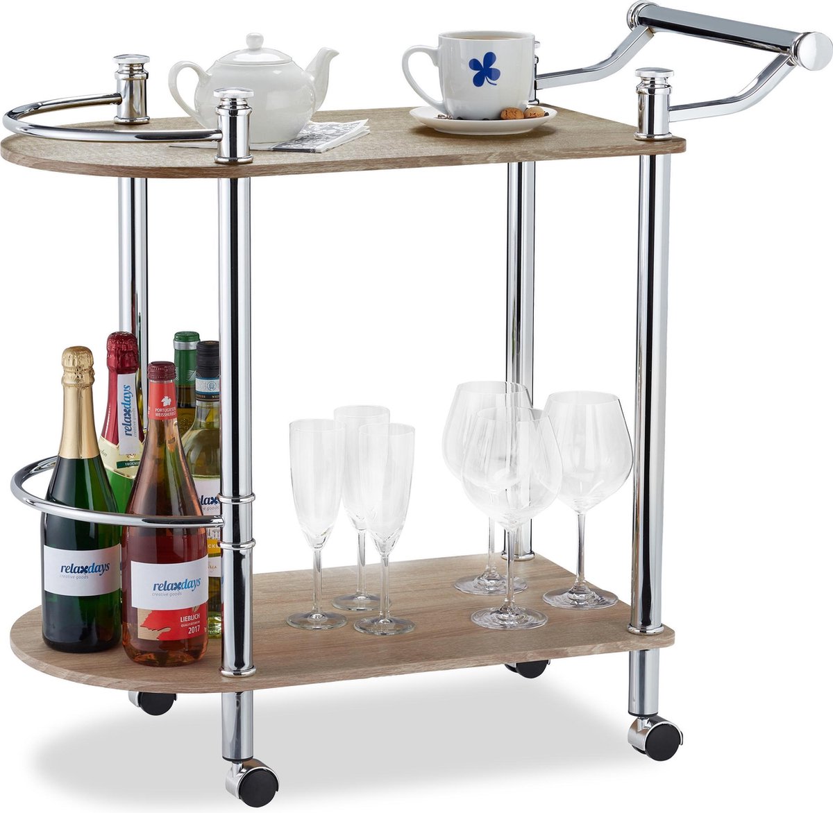 Relaxdays keukentrolley met 2 etages - serveerwagen - theewagen - roltafel - MDF
