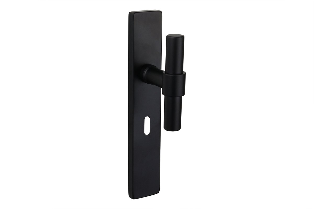 Lavuzo deurkruk Pesaro Zwart met rechthoekig schild SL56 | Per set | Zwart deurbeslag