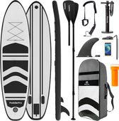 LifeGoods SUP Board - Opblaasbaar Paddle Board - Complete Set - Max. 135KG - 320x81cm - Wit/Zwart