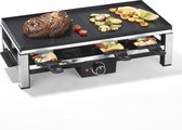 MAXXMEE Raclette grill voor 8 personen - Gegoten aluminium grillplaat met 2 zones - 2000W - Zwart