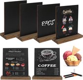 Pack of 8 Slate Board for Writing on Chalkboard Small with Rustic Wooden Stands Buffet Signs Price Tags Stand Drink Card for Bar Cafe Birthday Wedding Includes 3 Pens