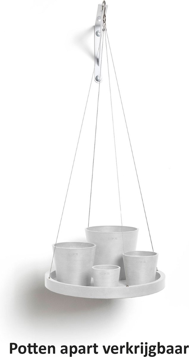 Ecopots Hanging Saucer 36 Pure White Bloempot voor binnen & buiten Gerecycled materiaal Ø 36 x H 3 cm