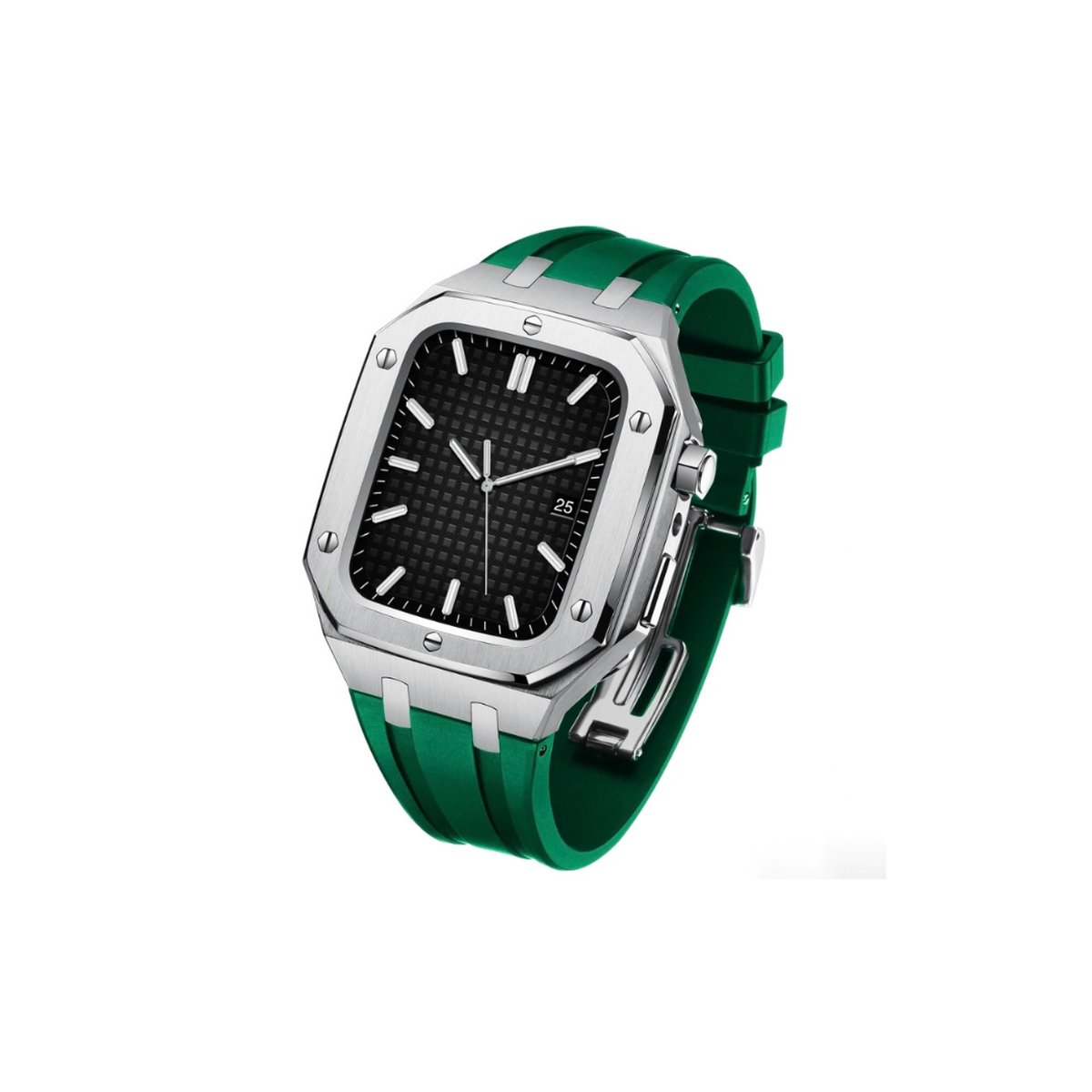 Luxe Apple Watch zilver Case - groen 44mm