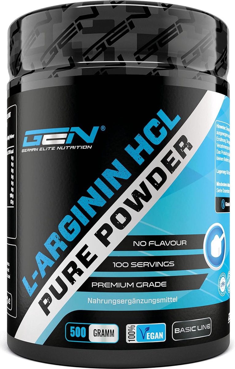 Goedkoopste L-Arginine HCL - 500 g - L-Arginine Hydrochloride - Premium plantaardige L-Arginine HCL - Optimale oplosbaarheid - Puur poeder zonder toevoegingen - Veganistisch - Arginine Aminozuur