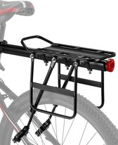 Porte-bagages de vélo, porte-bagages universel en alliage d'aluminium pour vélo de montagne, porte-bagages de vélo avec réflecteur, porte-bagages arrière à dégagement rapide pour vélos de 24 à 29 pouces, jusqu'à 100 kg