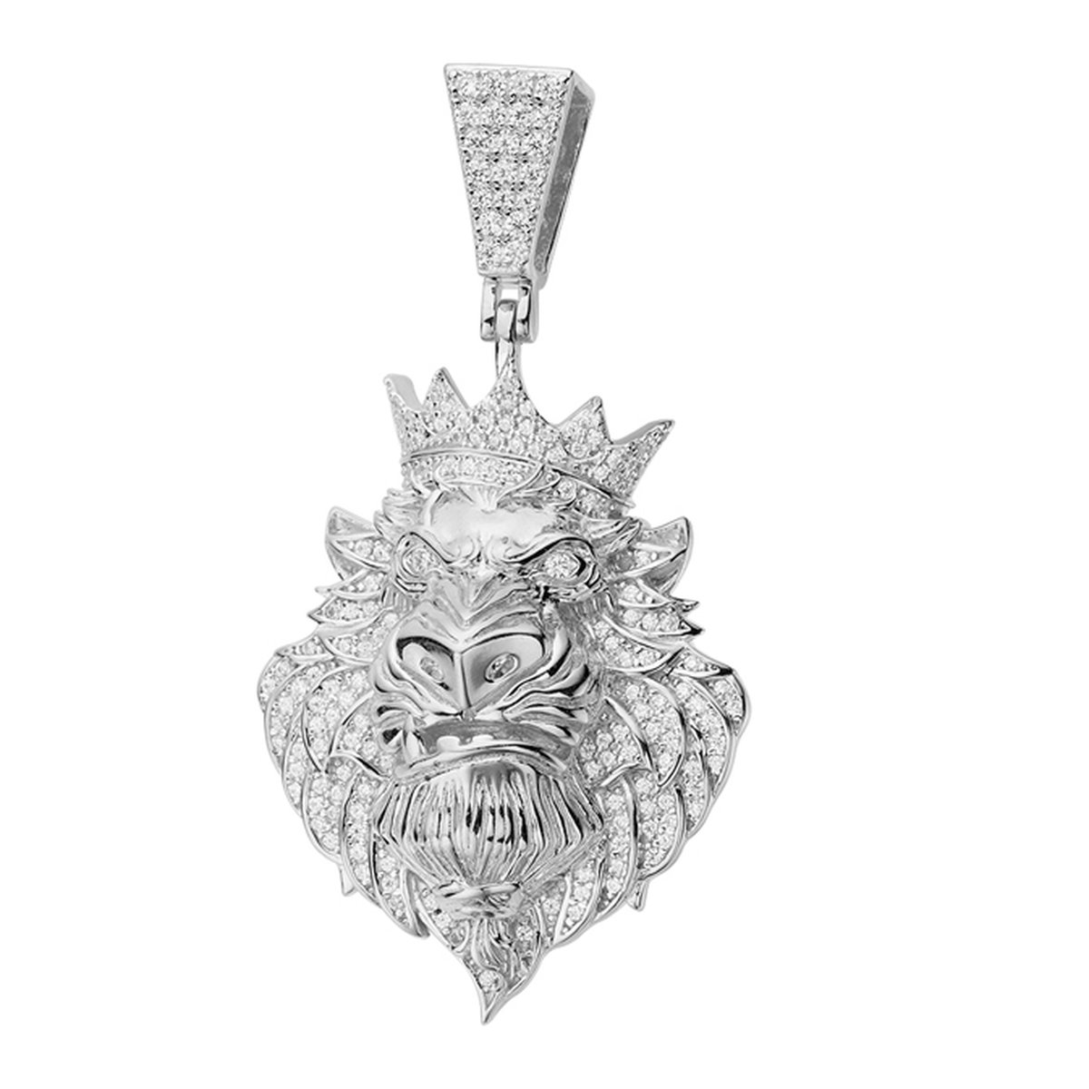 Juwelier Zwartevalk zilveren (gerhodineerd) leeuwenkop hangher - 24.232