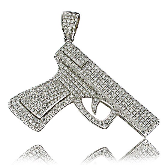Juwelier Zwartevalk zilveren (gehrodineerd) pistol hanger - 24.216
