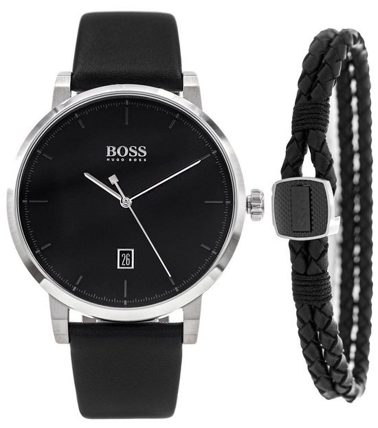 Hugo Boss Confidence 1570145 Horloge - Leer - Zwart - Ø 44 mm