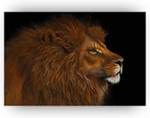 Schilderij leeuw - Muurdecoratie leeuw - Leeuwen schilderijen - Leeuw - Slaapkamer decoratie - Schilderij op canvas - 70 x 50 cm 18mm