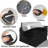 8 stuks microvezel vaatdoeken, met poly-mesh schuurzijde, voor het reinigen van keuken, thuis, badkamerreiniging, 30 cm x 30 cm (zwart) …