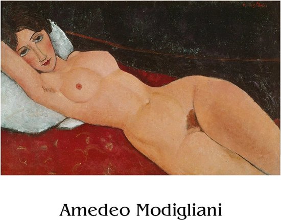 Kunstdruk Amedeo Modigliani Liegender Frauenakt auf weißem Kissen 50x40cm