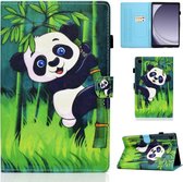 Samsung Galaxy tab A9 Plus (2023) - tablet hoesje book case cover - panda beertje - 11 inch - Samsung A9+ - silicone inleg hoes map