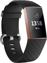 Go Go Gadget - Wafelband - geschikt voor Fitbit Charge 3 Sport - Zwart - ML