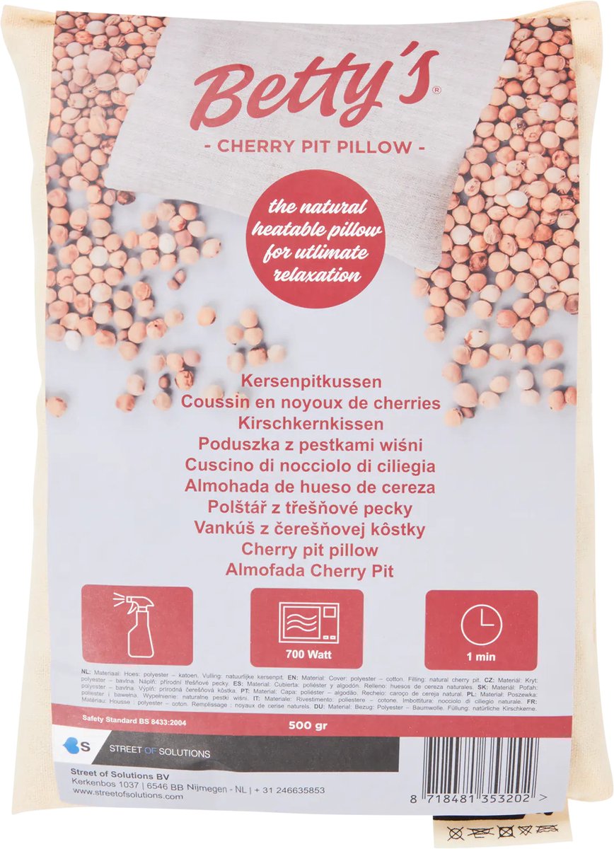 Coussin long chauffant noyaux cerises Confort Zone Beige