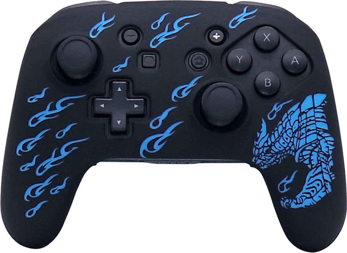 Silicone Hoes / Skin geschikt voor Nintendo Switch Pro Controller - Blauw Dragon