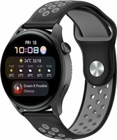 By Qubix 22mm - Sport Edition siliconen band - Zwart + grijs - Huawei Watch GT 2 - GT 3 - GT 4 (46mm) - Huawei Watch GT 2 Pro - GT 3 Pro (46mm)