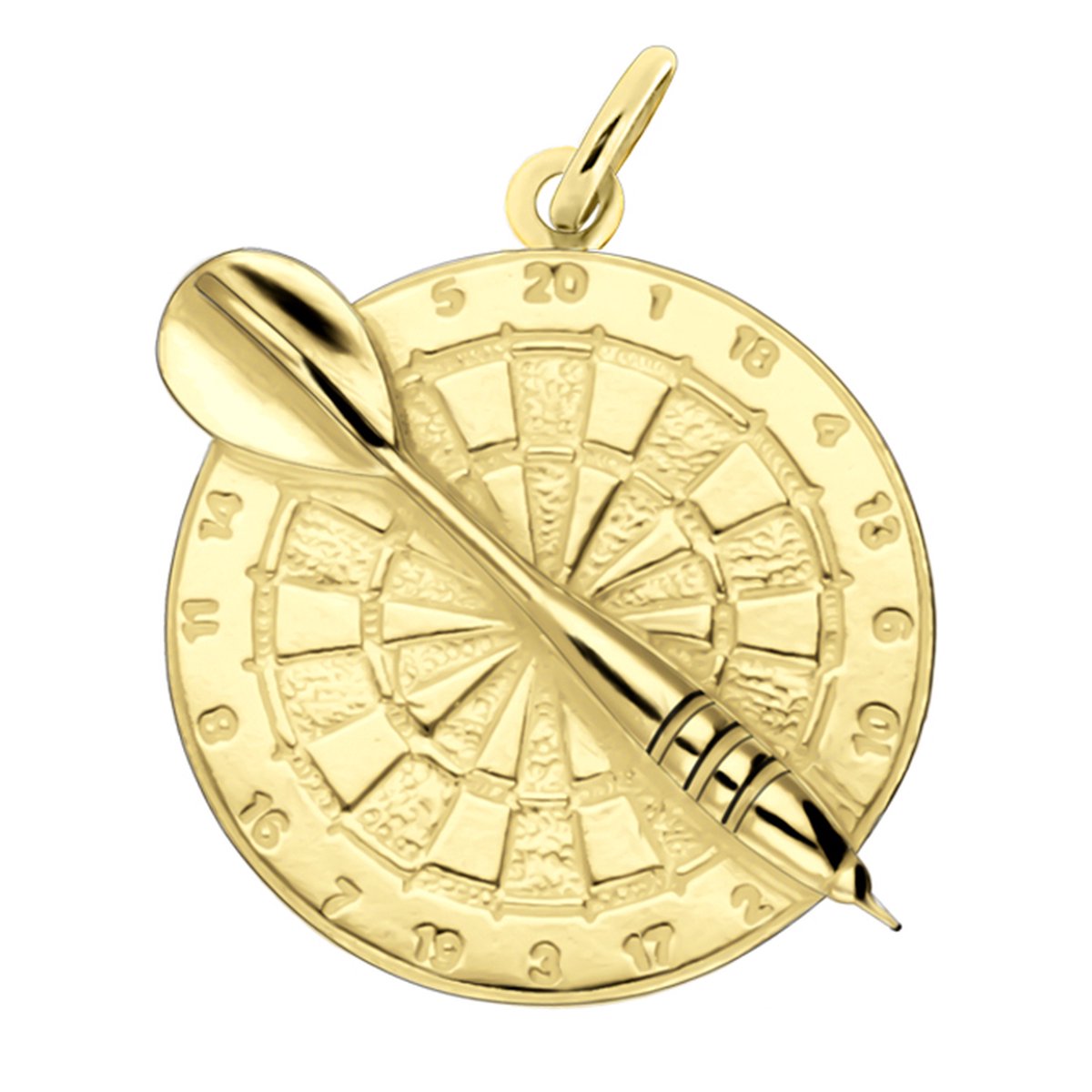 Juwelier Zwartevalk - 14 karaat gouden dartbord en dart hanger 14.101.032