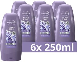 Andrélon Conditioner - Zilver Care - verrijkt met keratine en amandelolie - 6 x 250 ml - Voordeelverpakking