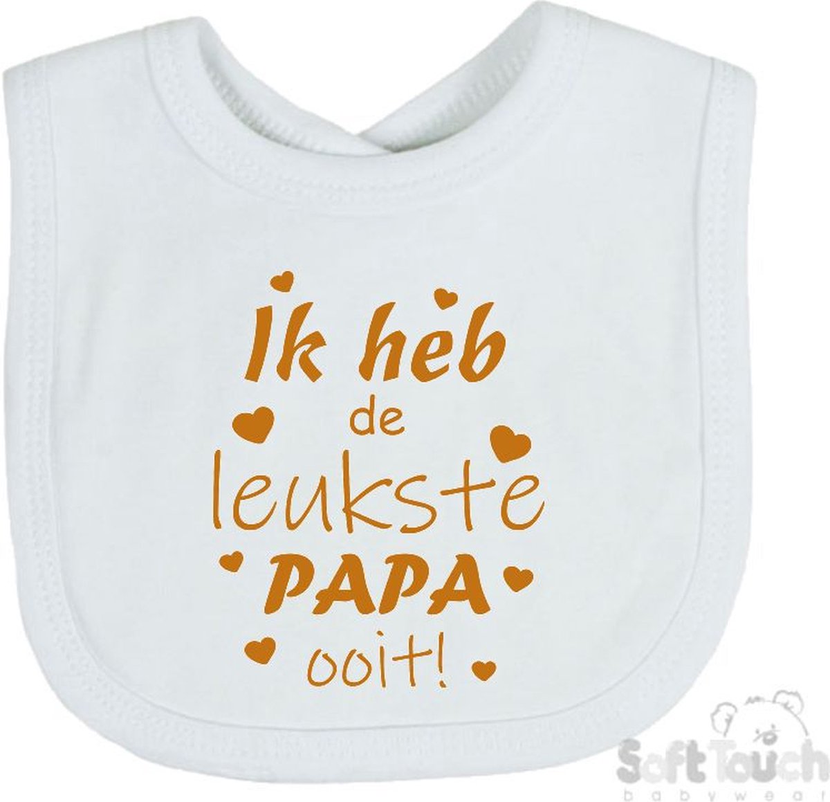 Goedkoopste Soft Touch Slabber Slabbetje Slab Ik heb de leukste papa ooit! Vader Vaderdag Unisex Katoen Wit/tan Maat 33x22 Cm