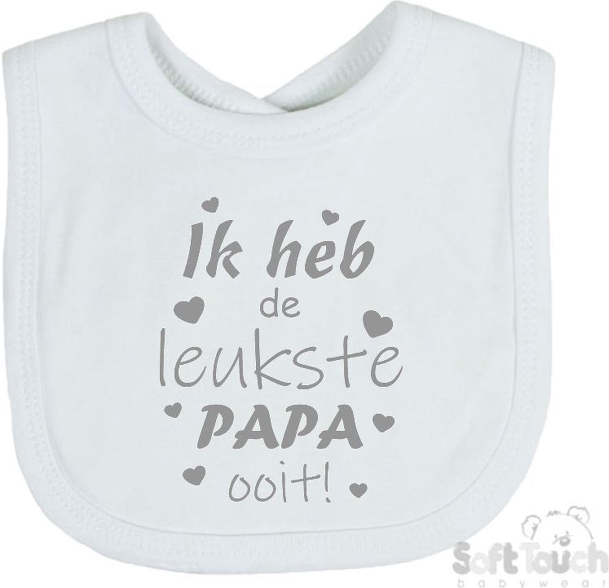 Goedkoopste Soft Touch Slabber Slabbetje Slab Ik heb de leukste papa ooit! Vader Vaderdag Unisex Katoen Wit/grijs Maat 33x22 Cm