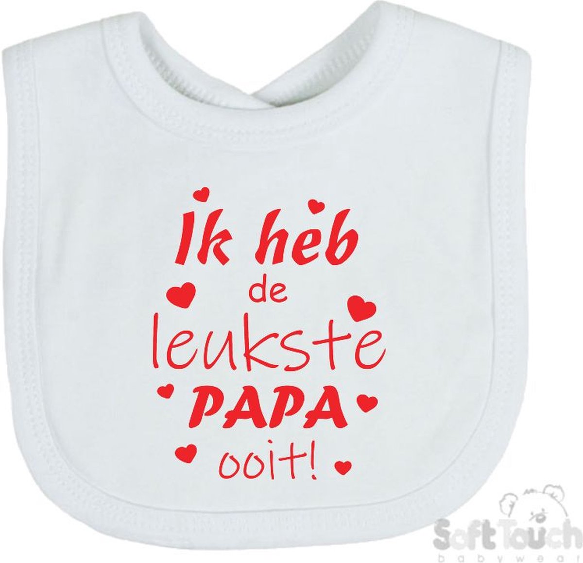 Goedkoopste Soft Touch Slabber Slabbetje Slab Ik heb de leukste papa ooit! Vader Vaderdag Unisex Katoen Wit/rood Maat 33x22 Cm