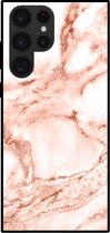 Smartphonica Telefoonhoesje voor Samsung Galaxy S23 Ultra marmer look - backcover marmer hoesje - Wit Rosé Goud / TPU / Back Cover geschikt voor Samsung Galaxy S23 Ultra