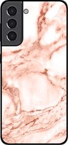 Smartphonica Telefoonhoesje voor Samsung Galaxy S22 marmer look - backcover marmer hoesje - Wit Rosé Goud / TPU / Back Cover geschikt voor Samsung Galaxy S22