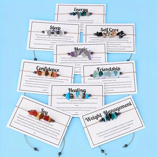 Bracelet cadeau Bixorp « Self Care » - Bracelet de pierres précieuses sur carte - Obsidienne flocon de neige, Jaspe et Obsidienne