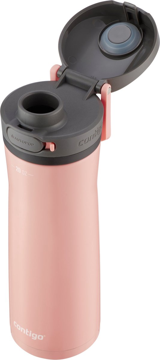 Contigo Jackson Chill drinks bottle, large BPA-free stainless steel water bottle, 100 % leakproof, keeps drinks cool for up to 24 hours; insulated bottle for sports, cycling, jogging, hiking, 590 ml | Pink Lemonade thumbnail 2