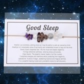 Bixorp "Good Sleep" Cadeau Armband - Edelsteen Armbandje op kaartje - Howliet, Amethist, Rookkwarts, Bergkristal & Labradoriet