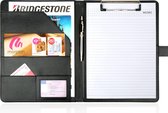 H&S Document Portfolio A4 Folder – Dossier de conférence en simili cuir avec ceinture, presse-papiers, portefeuille et bloc-notes juridique