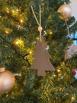 Kersthangers | kerstornament | kerstboomversiering | kerstboomdecoratie | leren kerstboomhanger | Kerstboom | Taupe | 10 cm | leer