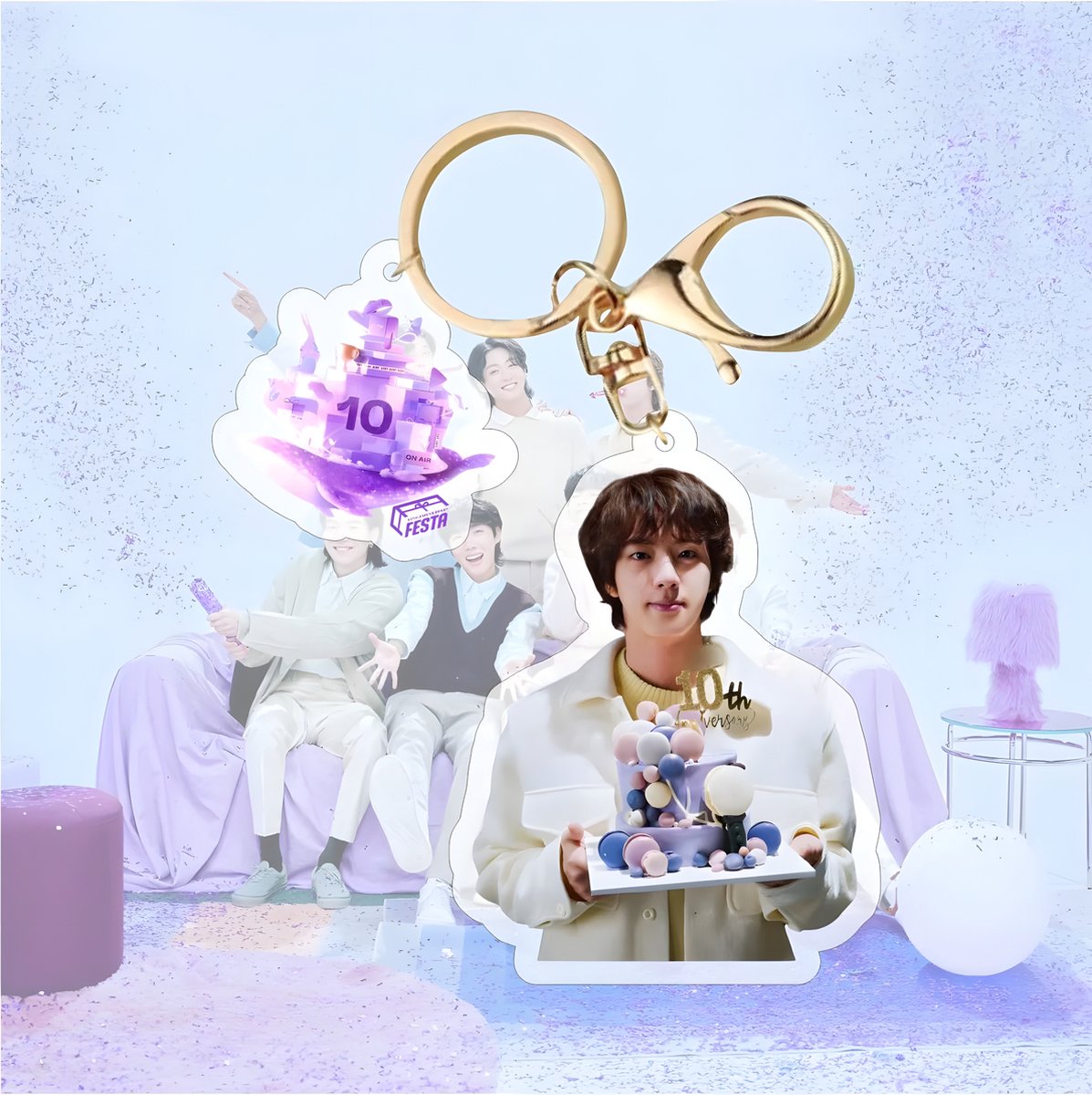 BTS 2023 10th Anniversary Plastic Keyring Acrylic Keychain Jin [Sleutelhanger]