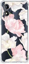 GSM Hoesje Geschikt voor Motorola Moto E13 Leuk TPU Back Cover met transparante rand Mooie Bloemen