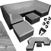 tectake Lounge set - Groupe de sièges en osier Venetië - noir avec coussins gris - 404297