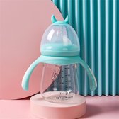 Handvat Babyfles - Babyfles pasgeboren baby glazen fles - Zuigfles | peuterfles -180 ML - blauw