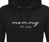 Hoodie dames met capuchon - Sweater dames capuchon - Cadeau mama - Cadeau mama kerst - Cadeau mama moederdag - Mommy est 2024 - Zwart S