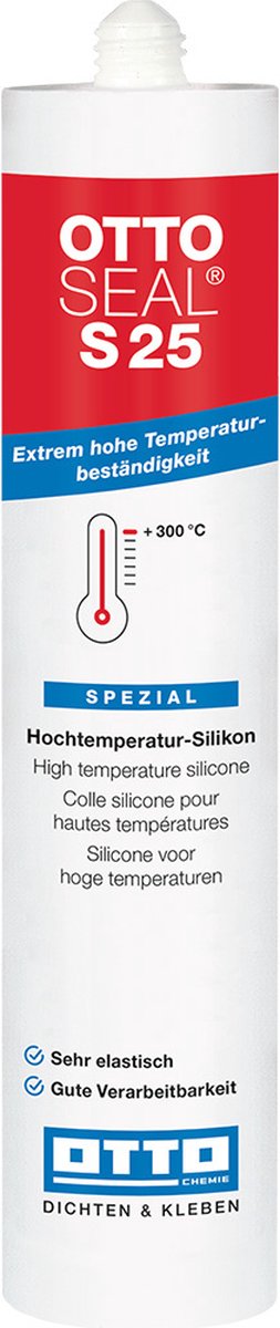 Ottoseal S25 hoge temperatuur silicone - 310 ml koker - roodbruin - voor ovens en schoorstenen