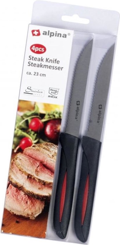 Steakmessen 4 stuks - Keuken - messenset - Mes - Alpina - Vaatwasserbestendig - Alpina Kitchen & Home