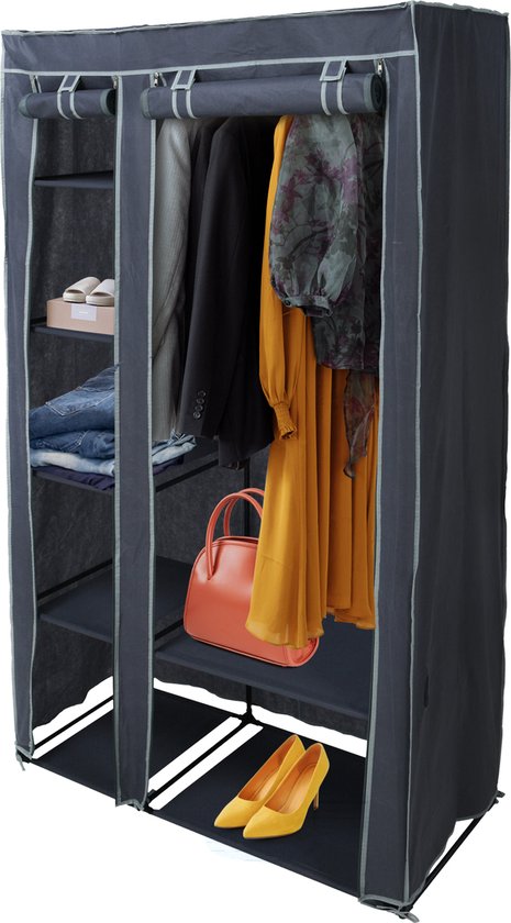 Garderobekast - Garderobekast opvouwbaar - 1 kledingroede en 7 planken - 100x46x174 cm