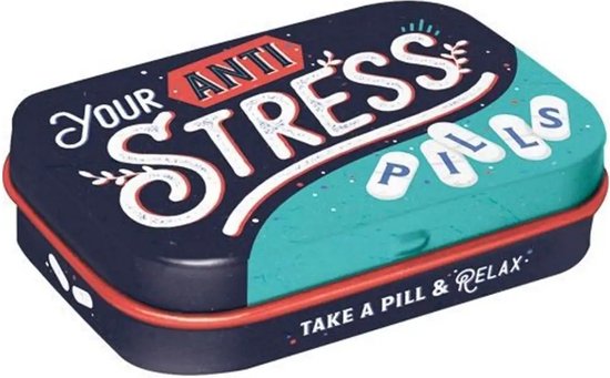 Boîte à la menthe Pilules anti-stress | Art nostalgique