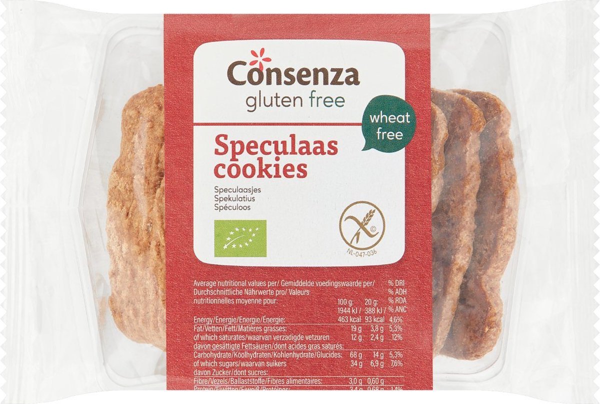 Consenza Speculaasjes glutenvrij 12 zakjes x 100 gram