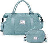 Reistas voor dames, sporttas, handbagage, tas, weekendtas met toilettas en natte tas, waterdichte zwemtas, reistas, duffle tas, fitnesstas, trainingstas, draagtas, C2-lichtblauw